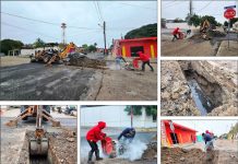 REPARAN DRENAJE COLAPSADO EN LA ZONA CENTRO DE GONZÁLEZ; EXHORTAN A EXTREMAR PRECAUCIONES