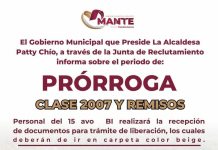 ANUNCIAN PRÓRROGA PARA TRÁMITE DE LIBERACIÓN DE LA CARTILLA MILITAR EN EL MANTE