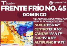 ALERTA PROTECCIÓN CIVIL POR INGRESO DE FRENTE FRÍO ESTE FIN DE SEMANA