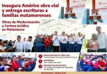 INAUGURA AMÉRICO OBRA VIAL Y ENTREGA ESCRITURAS A FAMILIAS MATAMORENSES