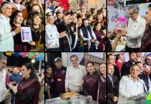 *Recibe Patty Chío al Gobernador Américo Villarreal Anaya, en el stand municipal que ofrece un escaparate cultural, artístico y gastronómico de impulso al sector económico.
